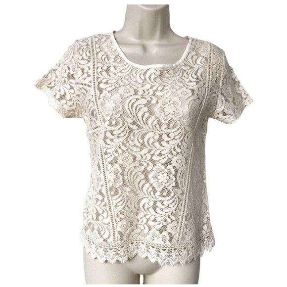 ROMEO + JULIET Ivory Creme Lace Top - Picture 1 of 7